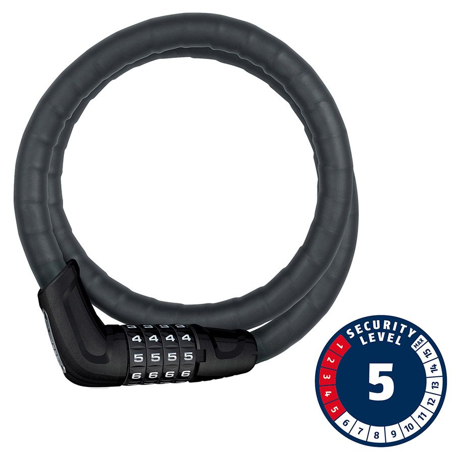 Abus, Tresor 6615C Steel-O-Flex, Cable Lock, Combo, 15mm, 85cm, 2.8&#39;, Black