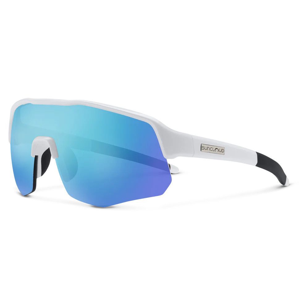 Suncloud Cadence Polarized Sunglasses, Ski/Snowboard Type: White + Polarized Blue Mirror Lens