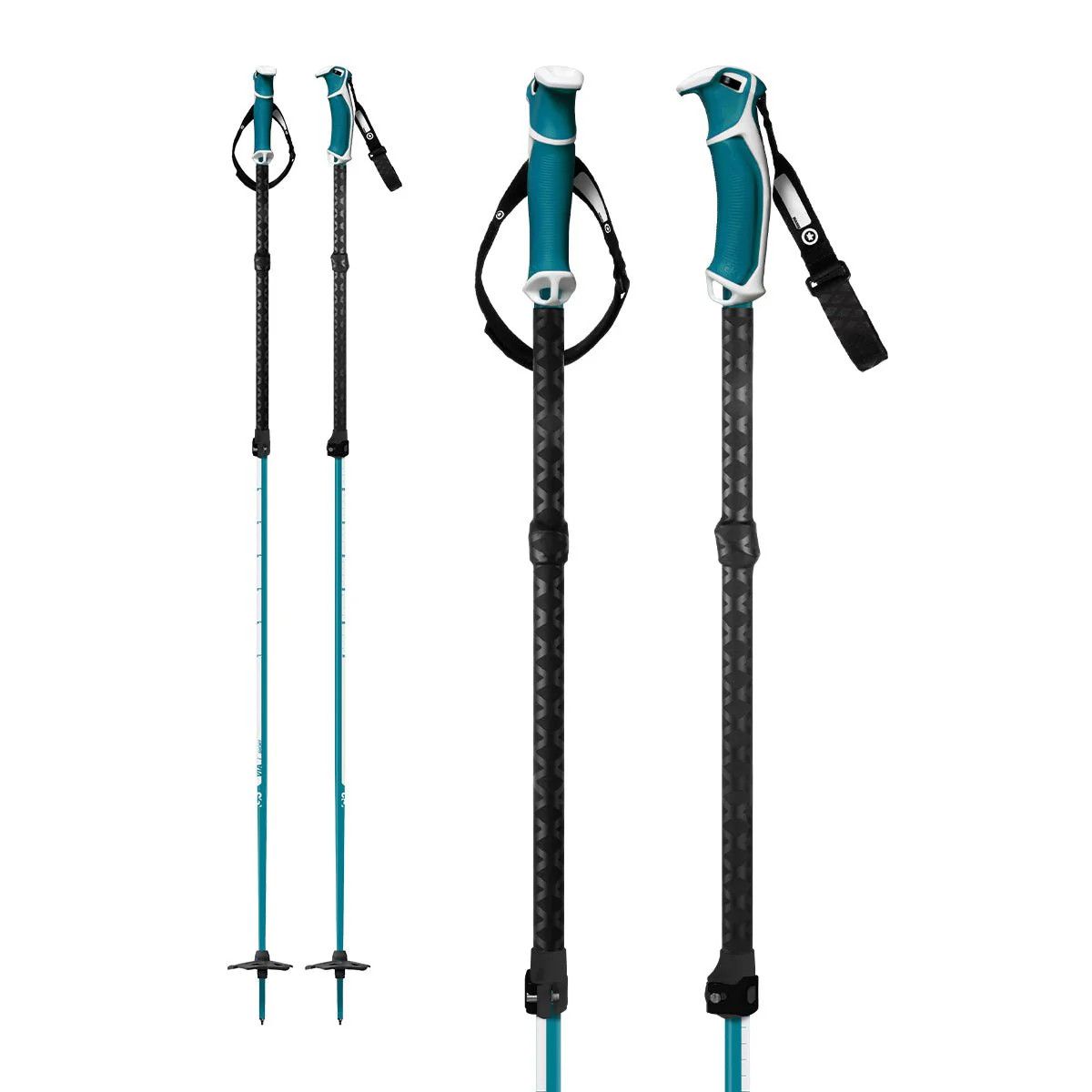 G3 VIA Ski Poles, Length: Short (Teal, 95-125 cm)