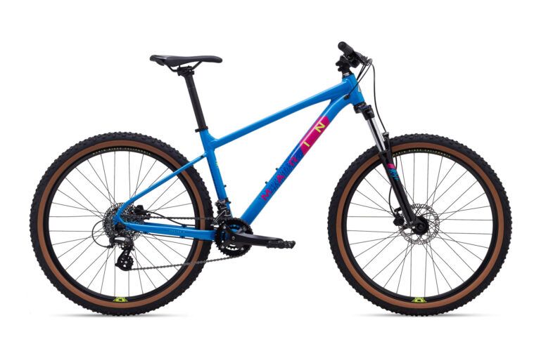 Marin Bobcat Trail 3 Hardtail Mountain Bike, Color: Gloss Bright Blue/Dark Blue/Yellow/Magenta, Size: XS (27.5")