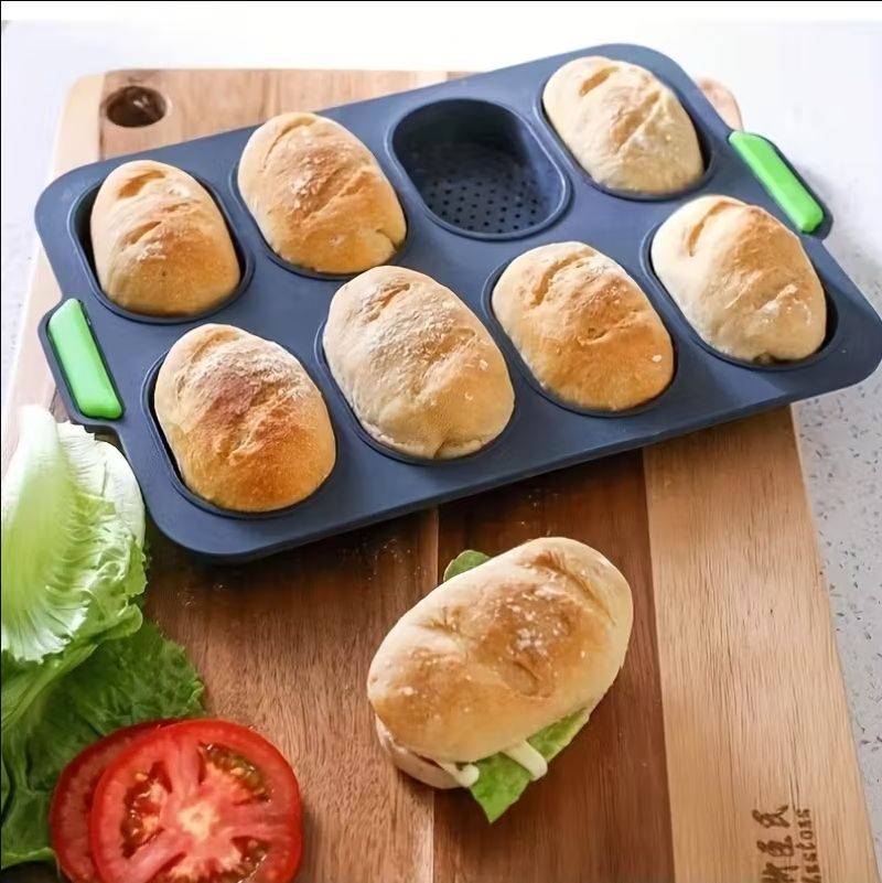 1pc Silicone French Bread Oven Mold with 8-Cavity Non-Stick Dough Molds - Heavy-Duty
