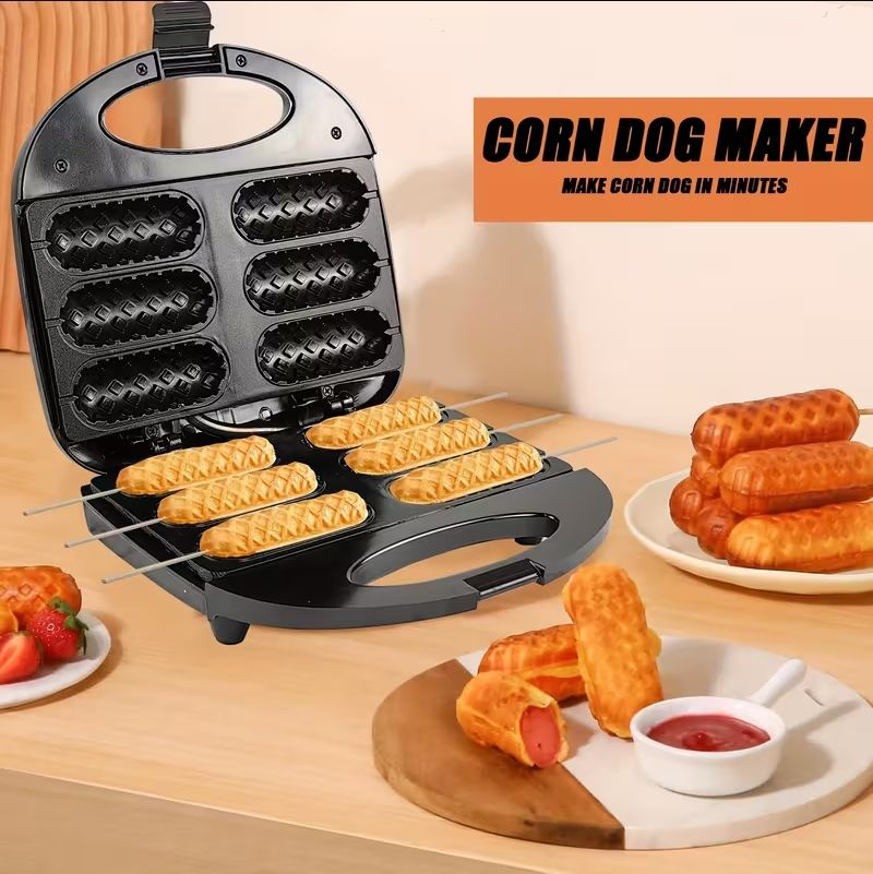 375W Waffle Iron Corn Hot Dog Maker, Quick Heating, Intelligent Temperature Control, Non-Detachable