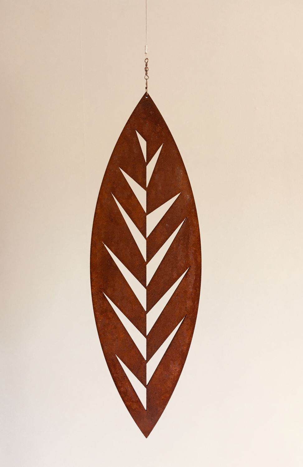 Leaf design Corten Spinning Art by Grounded Art NZ. Proudly made by Brendon &amp; Jane Harley in South Otago, New Zealand.