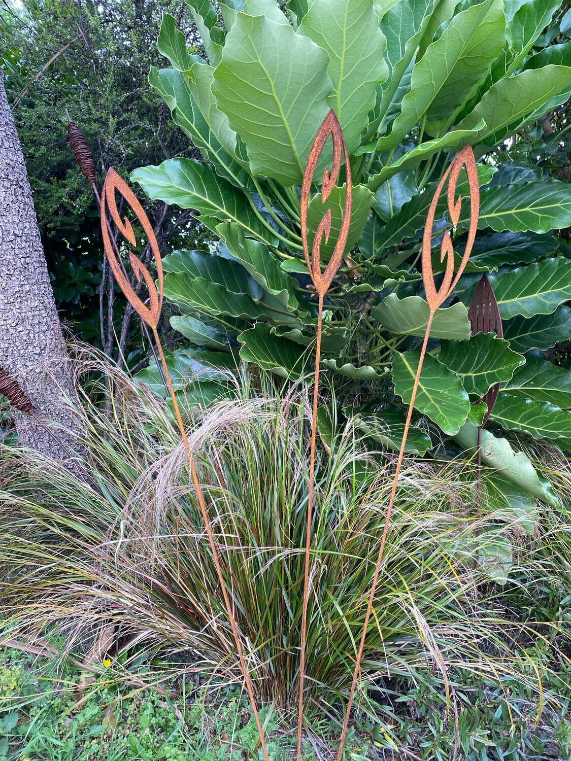 rusty corten mini fish hook spears by Grounded Art NZ