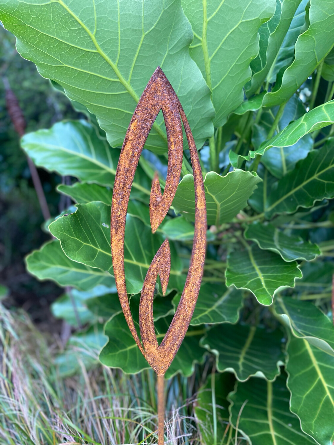 Rusty Corten Steel Fish Hook Garden Spears by Grounded Art NZ
