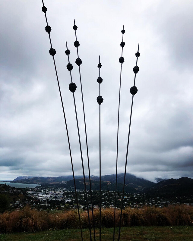 A large group of 6 Rusty Kakano by Grounded Art NZ. New Zealand made Wire Garden Art.