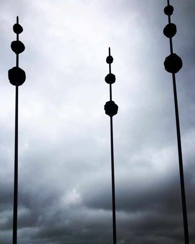 3 tall Rusty Kakano (Seedpods) handmade from steel wire. NZ made Garden Art by Grounded Art NZ