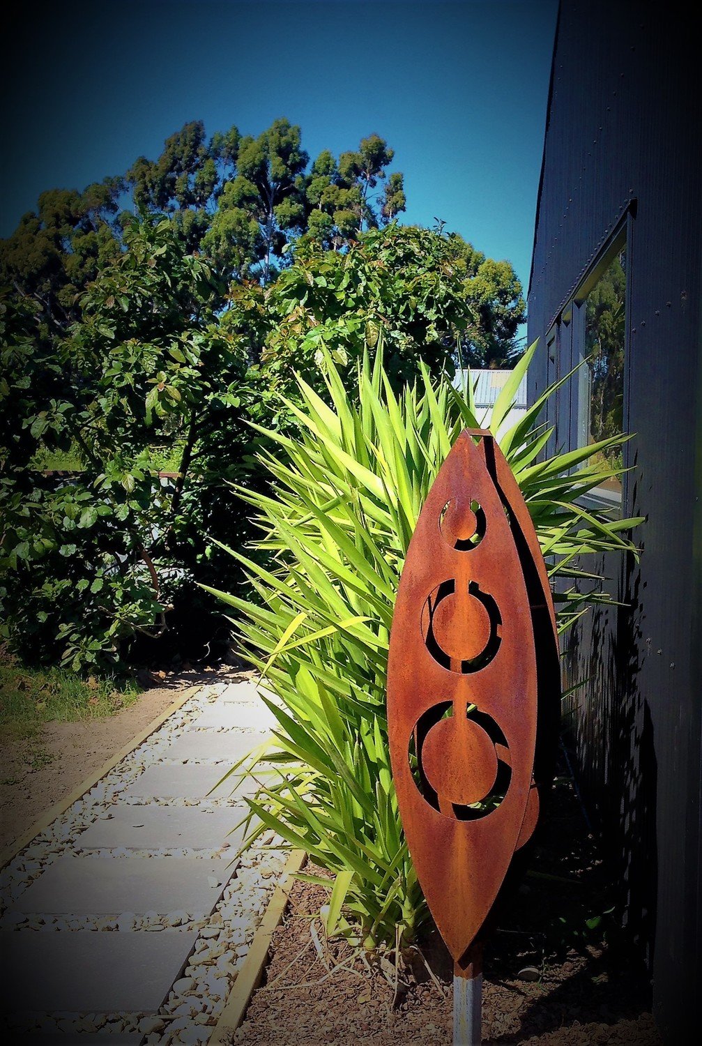 Tribal Sculpture in rusty Corten Steel. Proudly made in South Otago by Brendon &amp; Jane Harley of Grounded Art NZ.