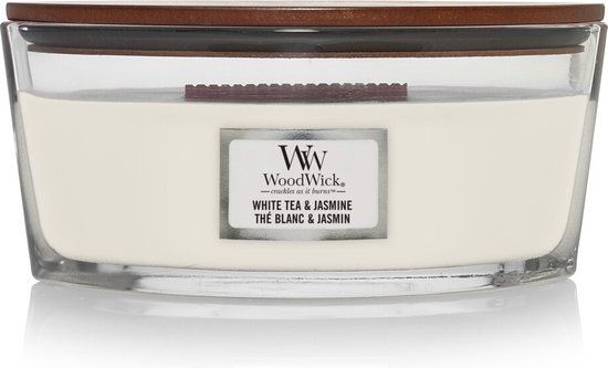 WoodWick Heartwick Flame Ellipse Duftkerzen - Weißer Tee &amp; Jasmin