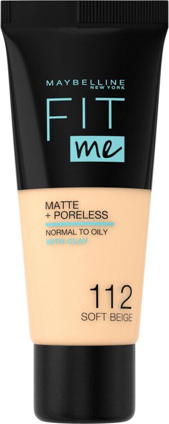Maybelline New York – Fit Me Matte + Poreless Foundation – 112 Soft Beige – Foundation mit mittlerer Deckkraft und mattem Finish für normale bis fettige Haut – 30 ml