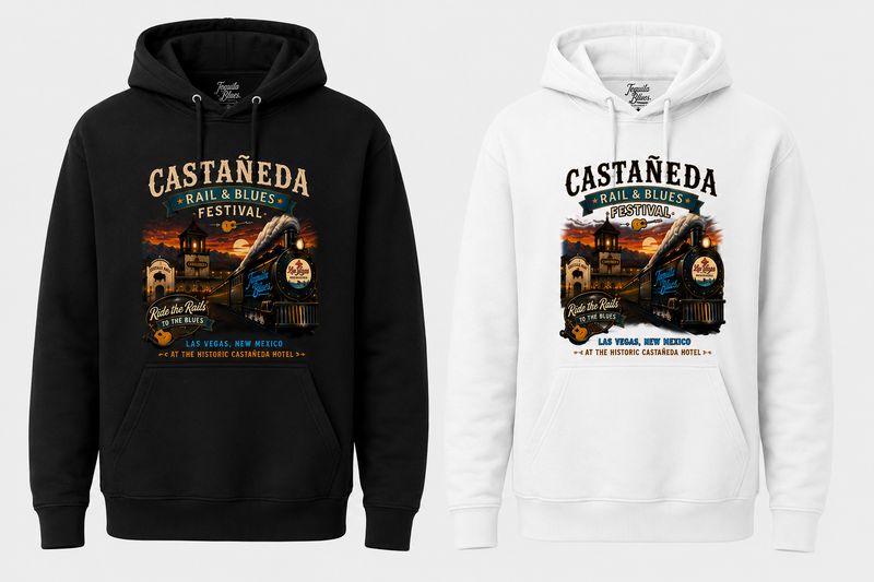 Black or White Inagrual Ride The Rails to the Blues Hoodie
