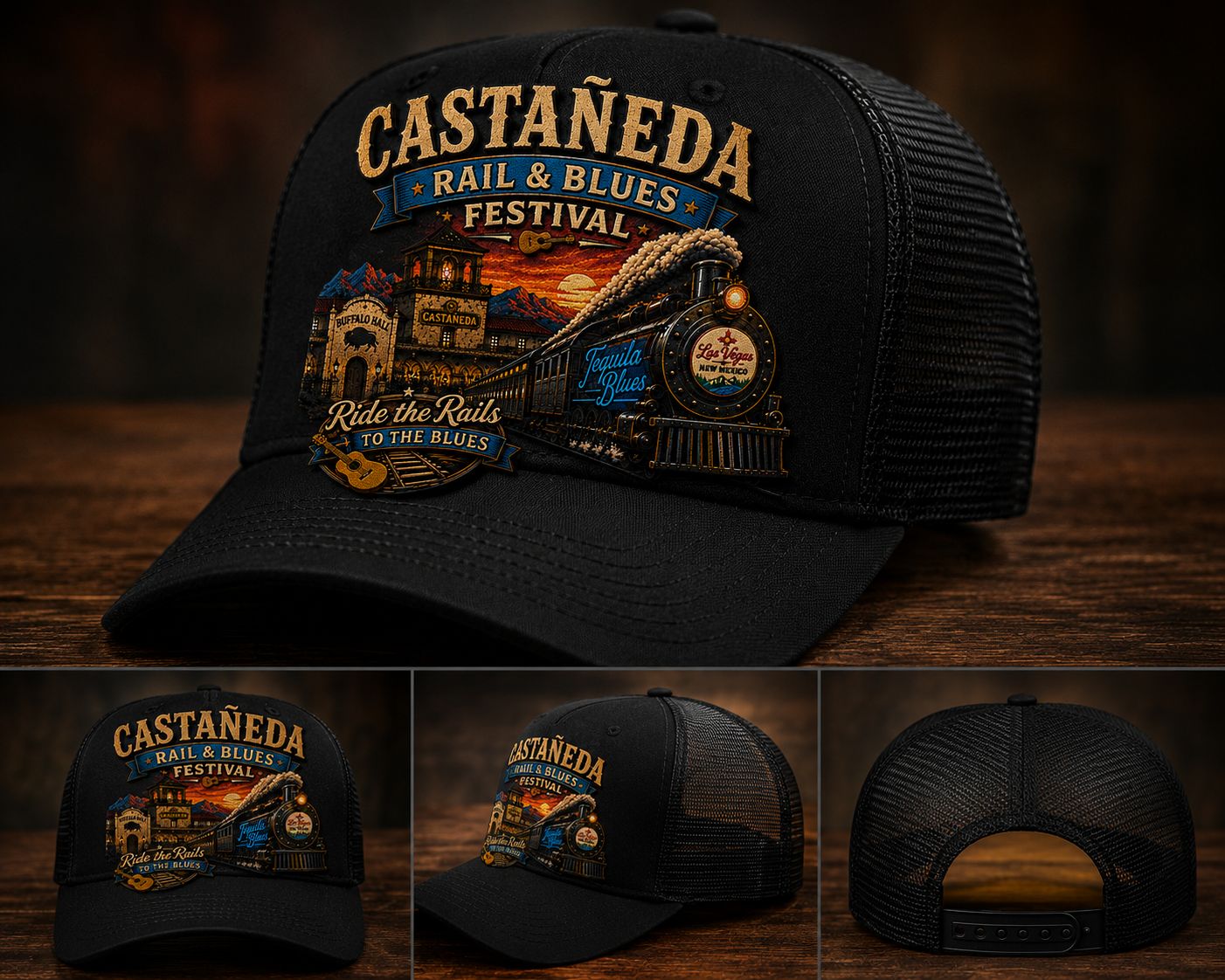 ​Ride the Rails to the Blues Trucker Hat