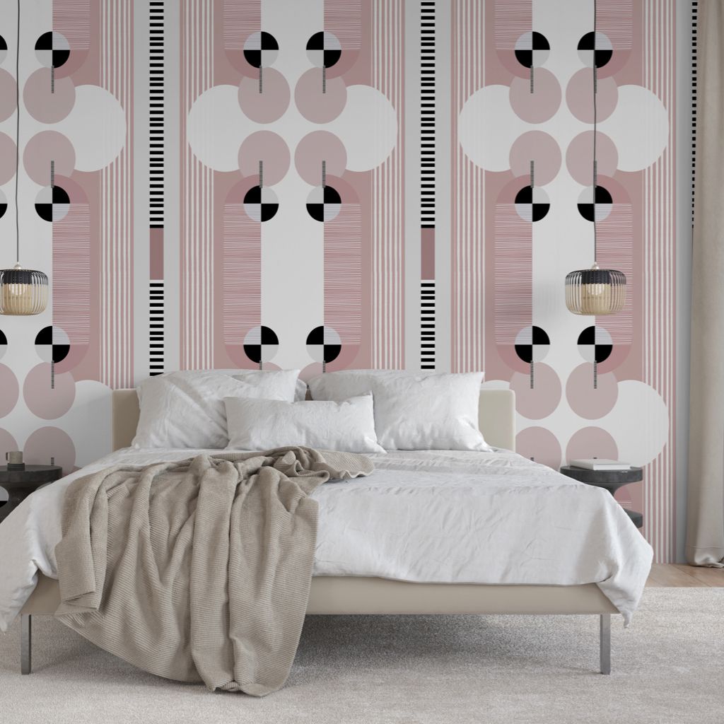 Art Deco Geometric – Pink | Peel and Stick Wallpaper