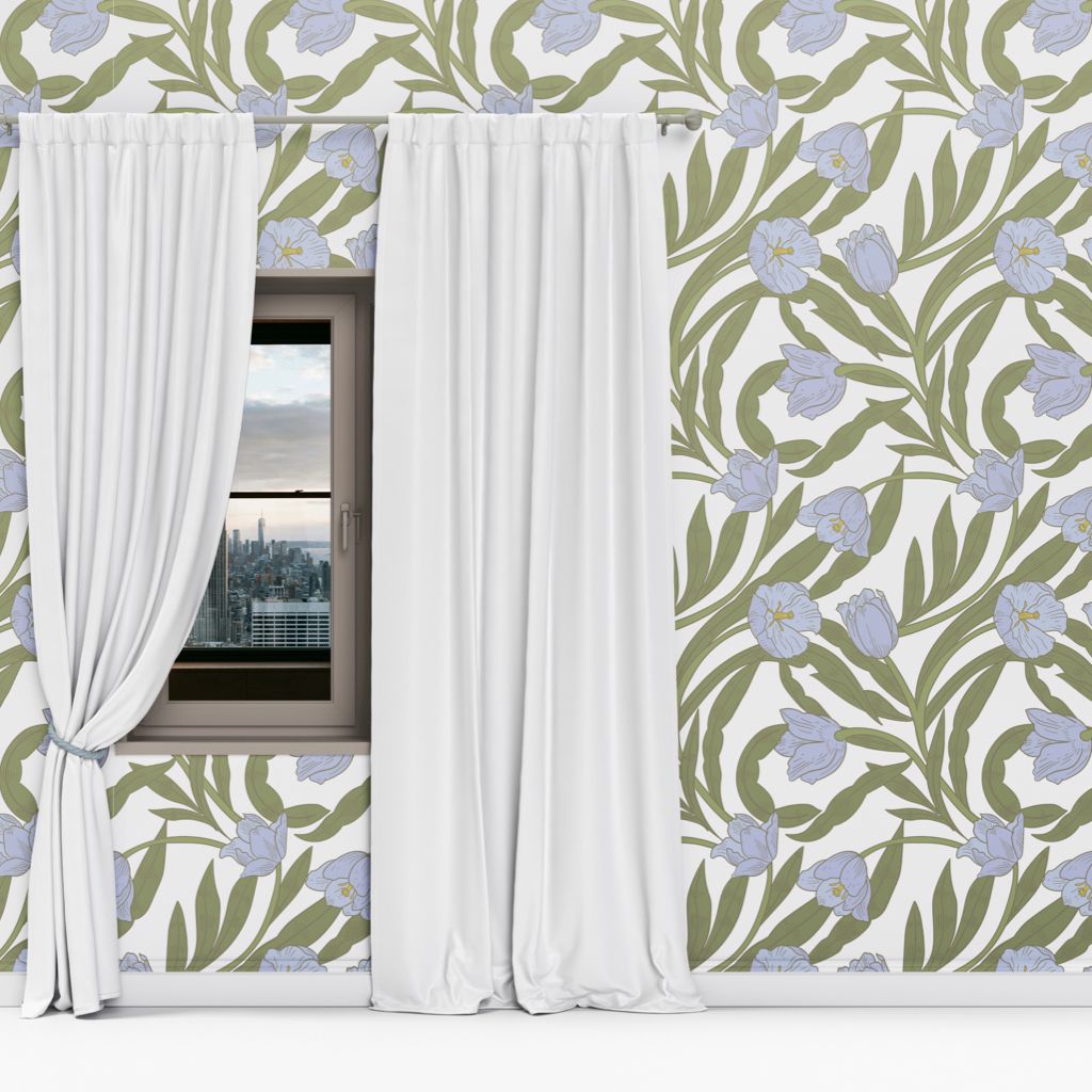 Botanical Bloom – Blue &amp; Green | Peel &amp; Stick Wallpaper