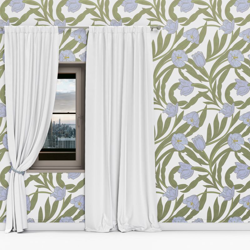 Botanical Bloom – Blue &amp; Green | Peel &amp; Stick Wallpaper
