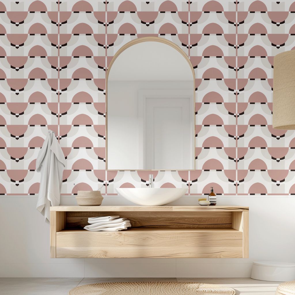 Artisan Tile – Pink, Black &amp; White | Peel &amp; Stick Wallpaper
