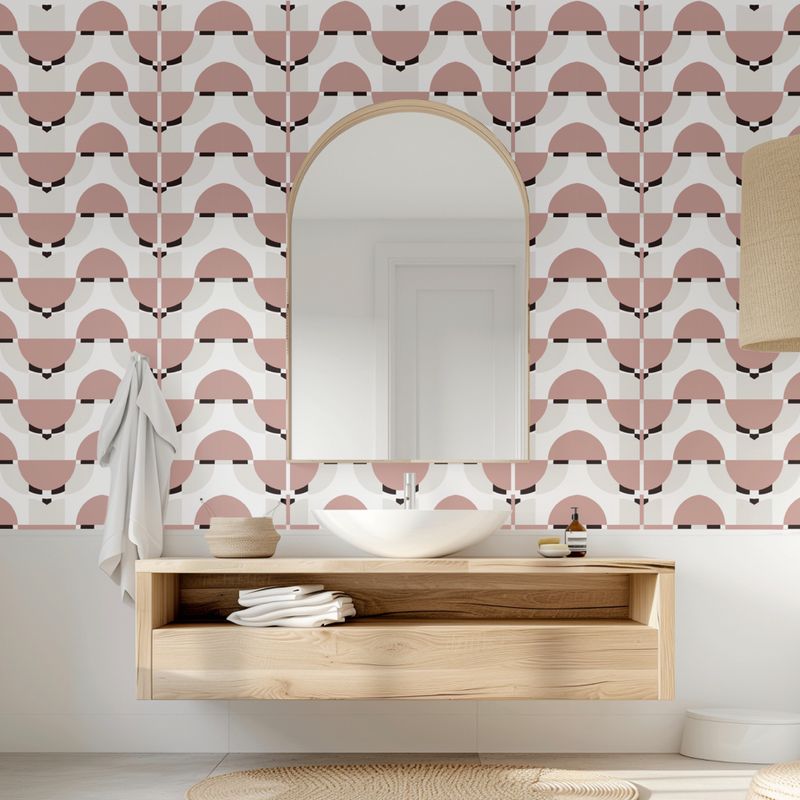 Artisan Tile – Pink, Black &amp; White | Peel &amp; Stick Wallpaper