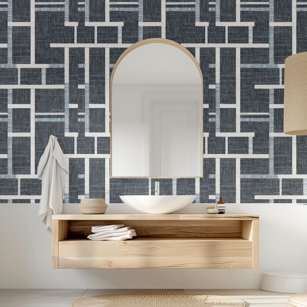 Geometric Blue Peel and Stick Wallpaper – Denim Inspired
