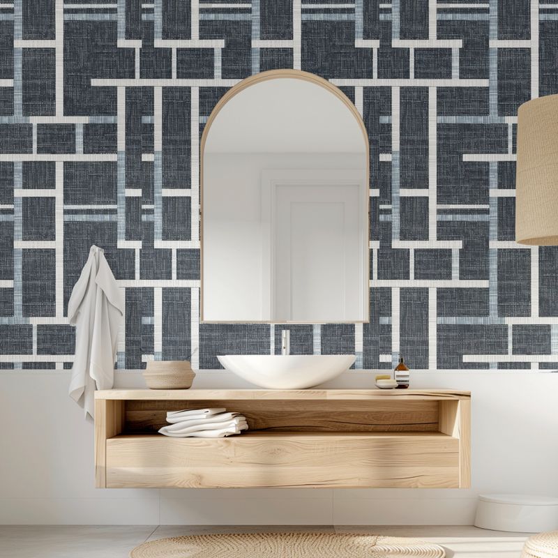 Geometric Blue Peel and Stick Wallpaper – Denim Inspired Abstract Pattern