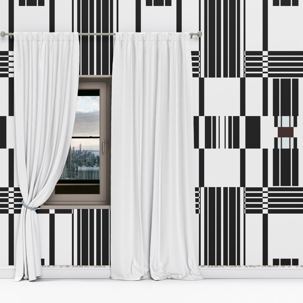 Art Deco Grid Wallpaper – Black &amp; White Peel and Stick