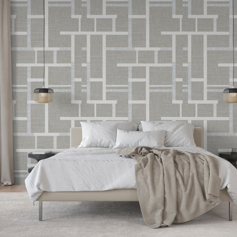 Geometric Beige Peel and Stick Wallpaper – Denim Inspired Abstract Pattern