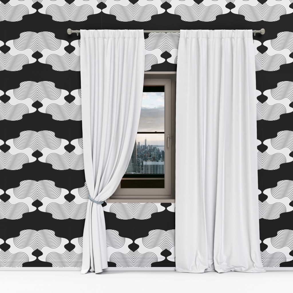 Whimsical Wonderland Peel and Stick Wallpaper – Black &amp; White Geometric Pattern | Kids Room, Nursery, Playroom
