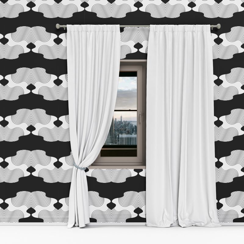 Whimsical Wonderland Peel and Stick Wallpaper – Black &amp; White Geometric Pattern | Kids Room, Nursery, Playroom