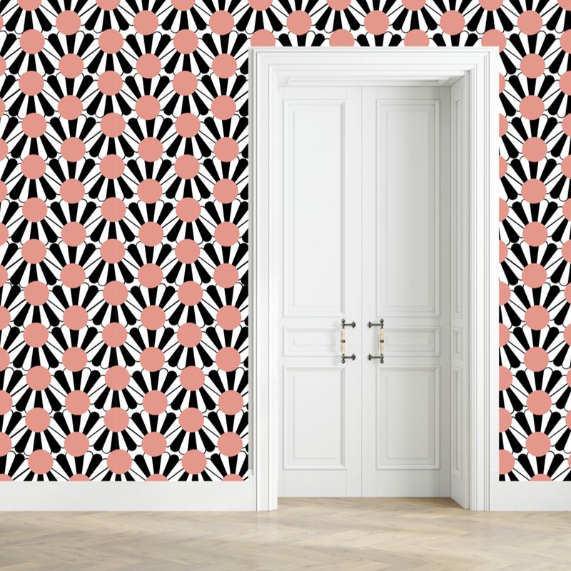 Scalloped Pink Waves Peel and Stick Wallpaper – Retro Pattern