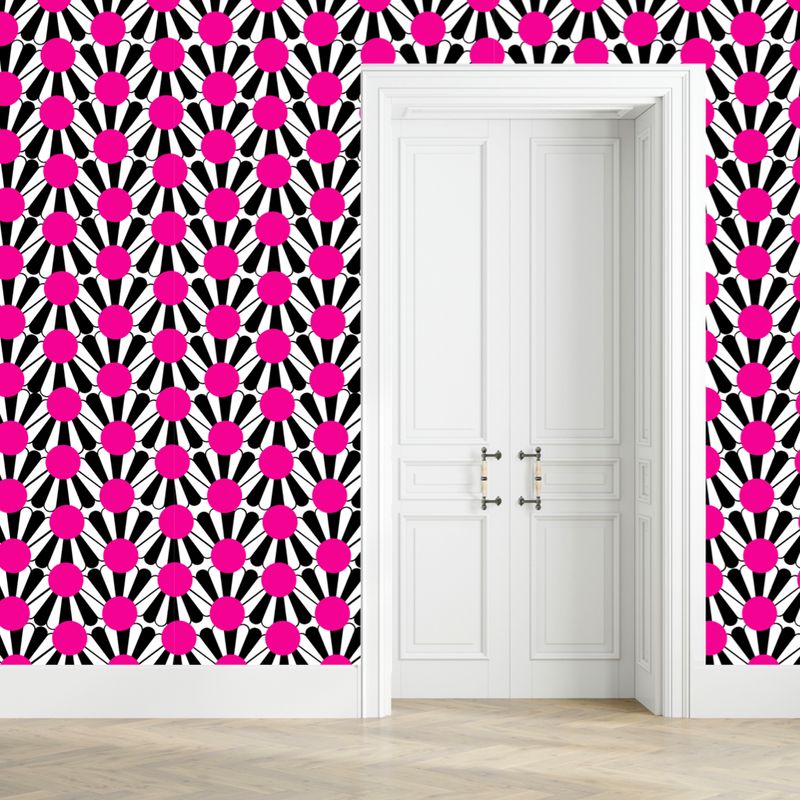 Scalloped Fushia Waves Peel and Stick Wallpaper – Retro Pattern