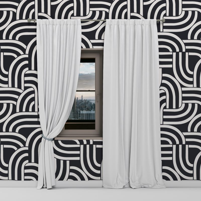 Geometric Keychain Peel and Stick Wallpaper – Black &amp; White Pattern