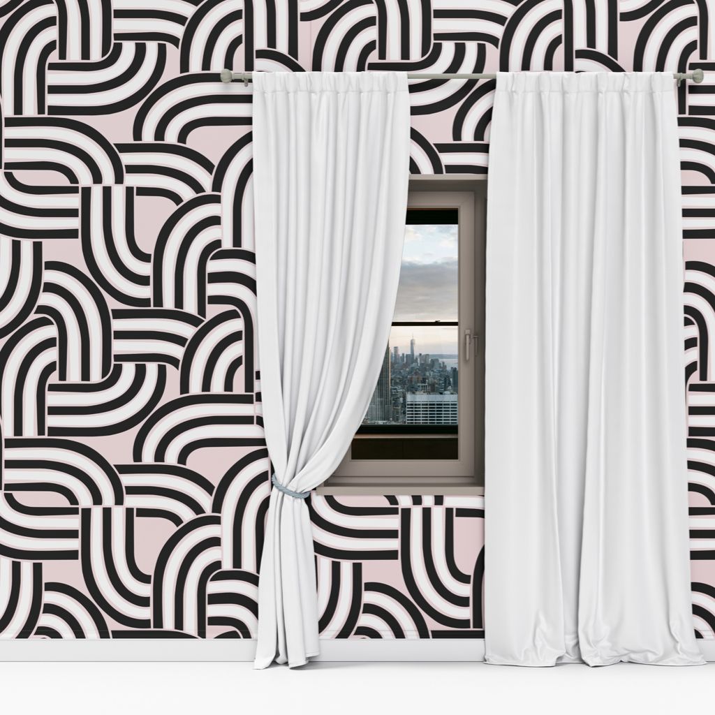 Geometric Keychain Peel and Stick Wallpaper – Pink Pattern