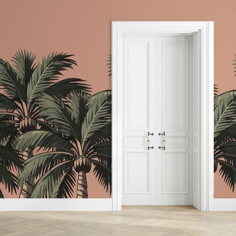 Moody Palm Tree Peel and Stick Wallpaper – Oversized Tropical Accent Wall