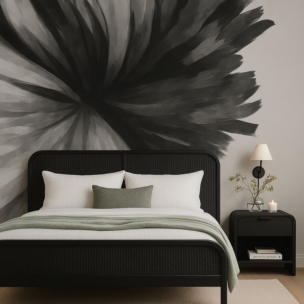 Abstract Floral – Black &amp; White | Peel &amp; Stick Wallpaper Mural