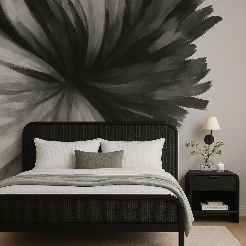 Abstract Floral – Black &amp; White | Peel &amp; Stick Wallpaper Mural