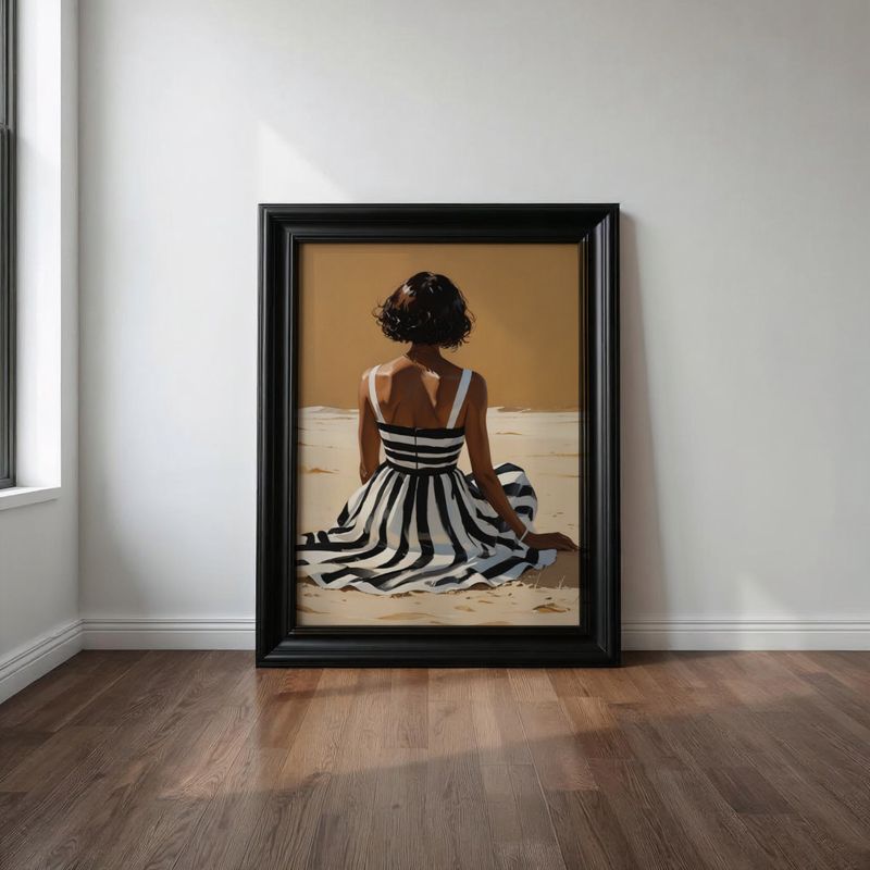 Striped Dress Beach Digital Art