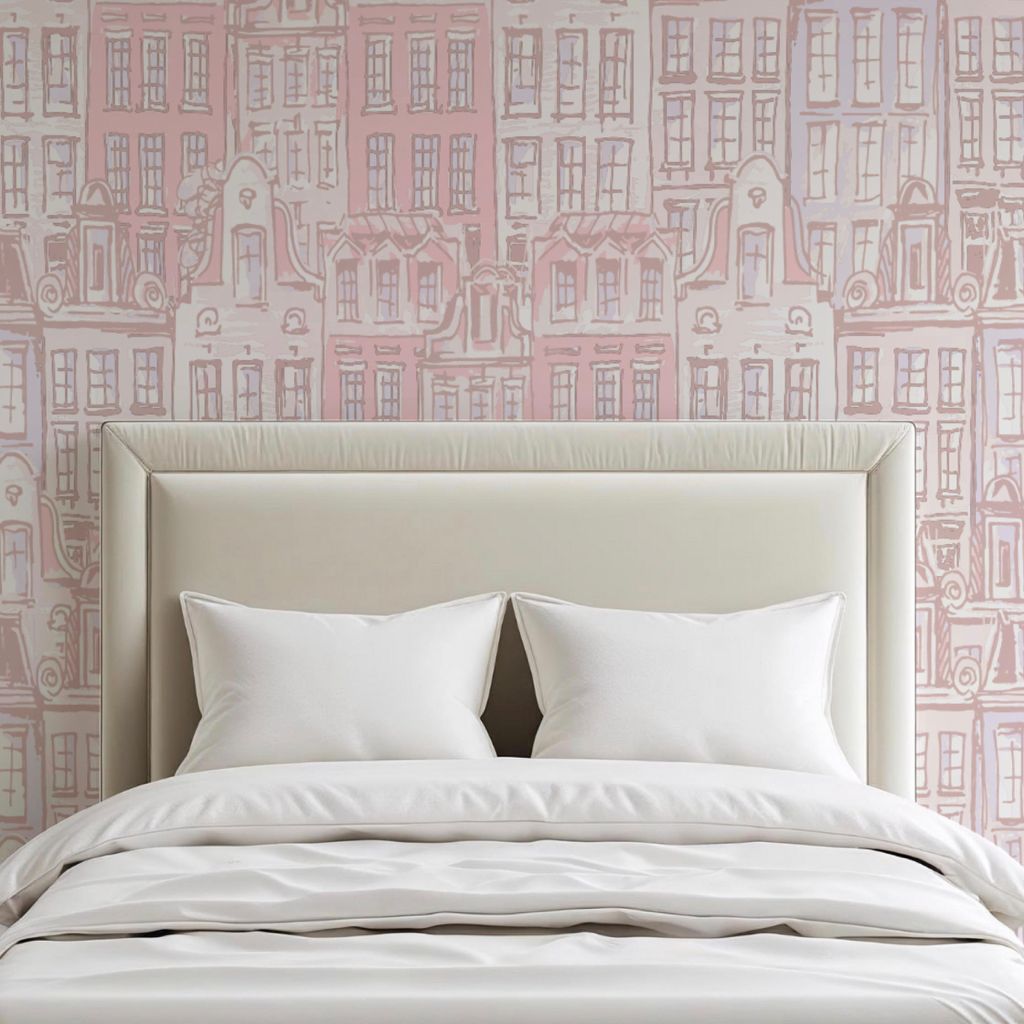 Blush Cityscape – Blush &amp; Rose | Peel &amp; Stick Wallpaper