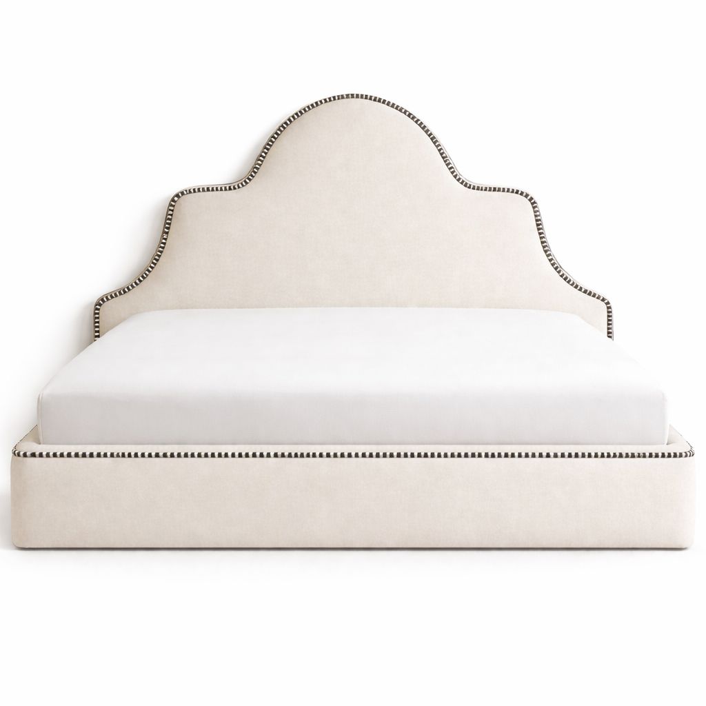 Custom Upholstered Scalloped Bedframe