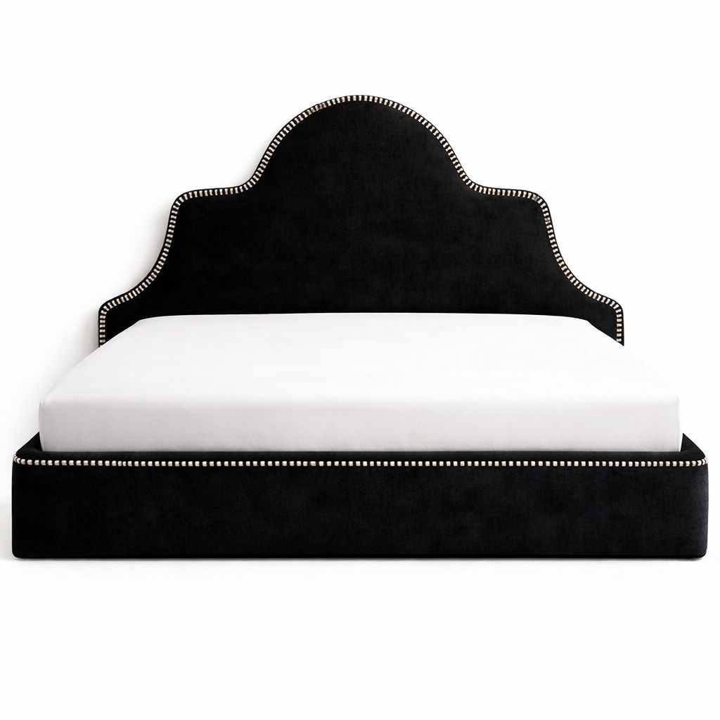 Custom Upholstered Scalloped Bedframe