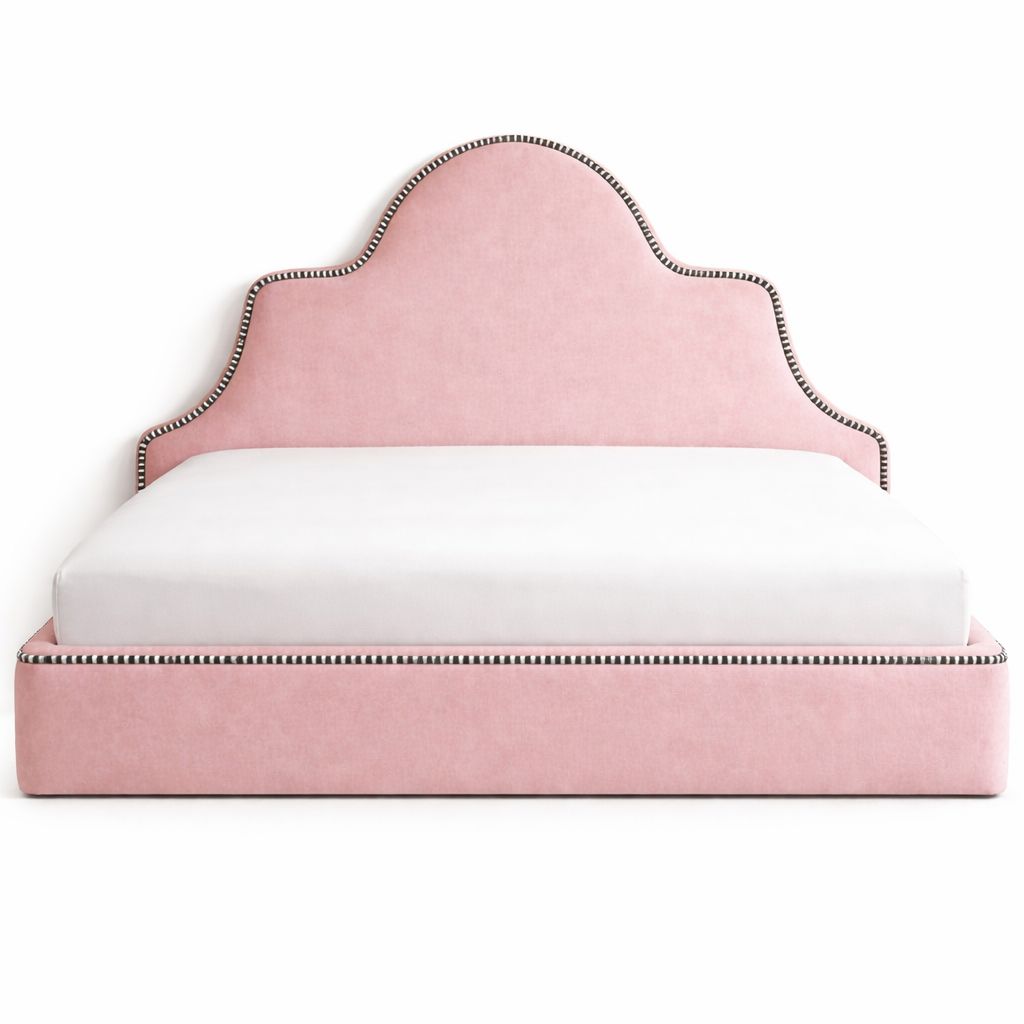 Custom Upholstered Scalloped Bedframe