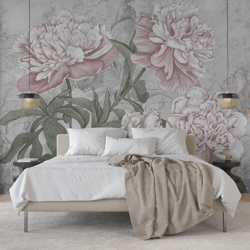 Moody Flower Grey Peel Stick Mural