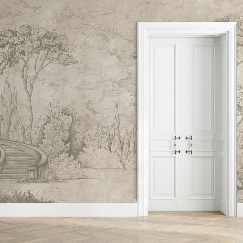 Forest Nature Taupe Wallpaper Mural