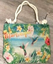SAC CABAS JUTE FLEURS MARTINIQUE - COLIBRI PLAGE