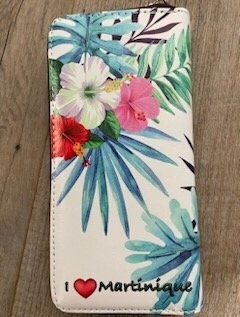 PORTE-MONNAIE RIGIDE GRAND ZIP MARTINIQUE - HIBISCUS RBR BLANC