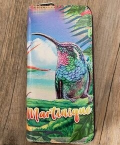 PORTE-MONNAIE RIGIDE GRAND ZIP MARTINIQUE - COLIBRI OISEAU DE PARADIS