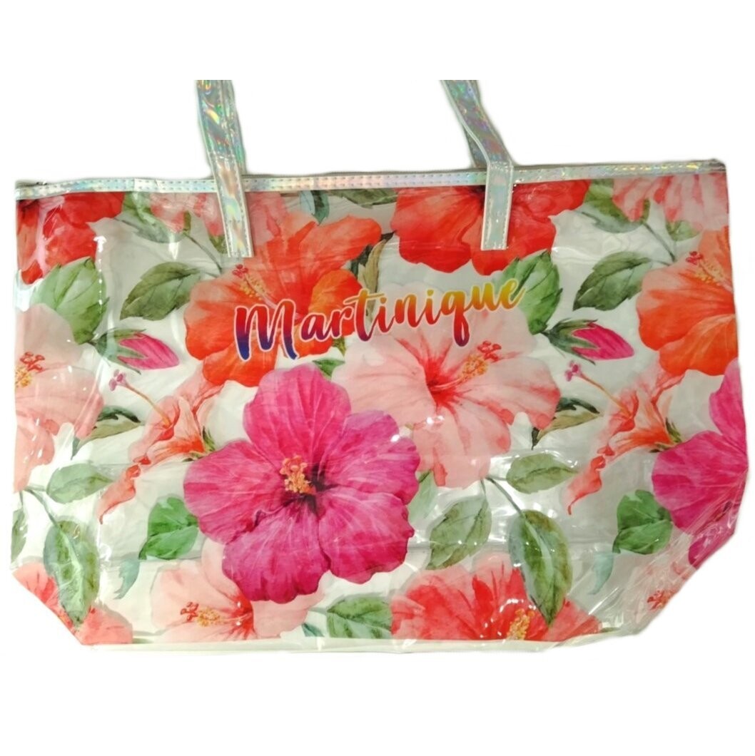 SAC DE PLAGE TRANSPARENT MARTINIQUE - HIBISCUS RRR