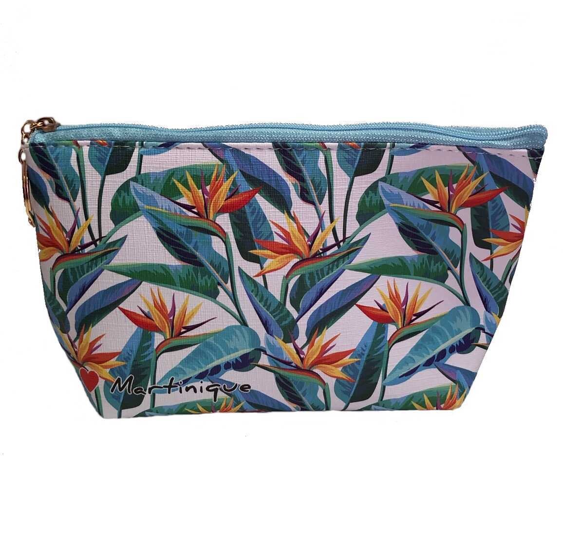 TROUSSE DE MAQUILLAGE MARTINIQUE - OISEAU DE PARADIS FOND BLANC