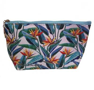 TROUSSE DE MAQUILLAGE MARTINIQUE - OISEAU DE PARADIS FOND BLANC