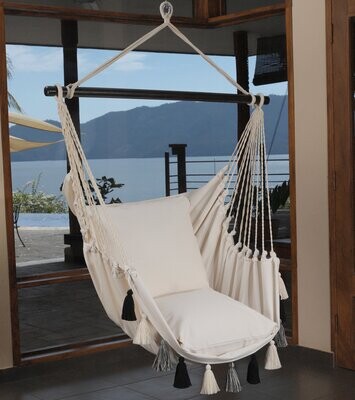 HAMAC CHAISE POMPOM - ECRU/GRIS