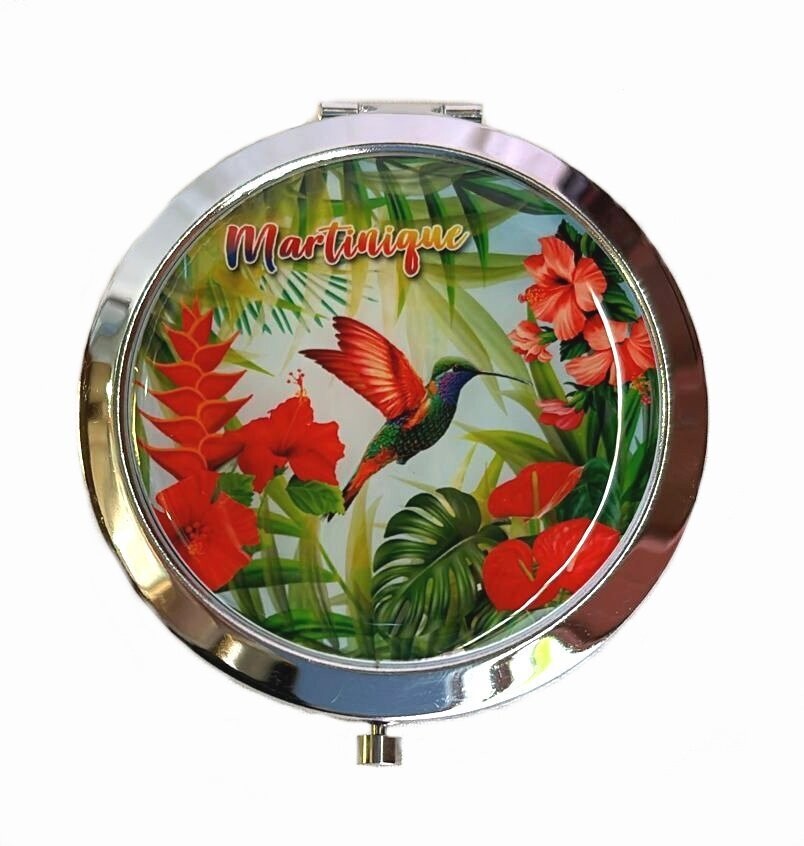 MIROIR DE POCHE MARTINIQUE - COLIBRI AILES ROUGES