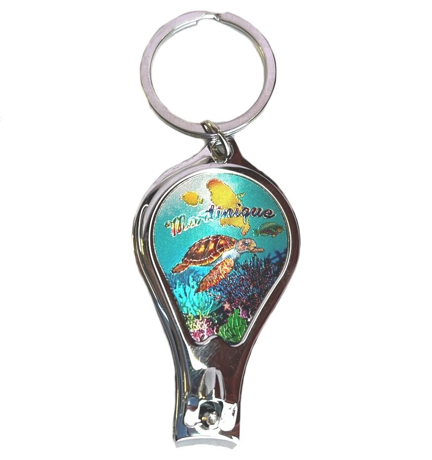 PORTE-CLES COUPE ONGLES MARTINIQUE - TORTUE CARTE